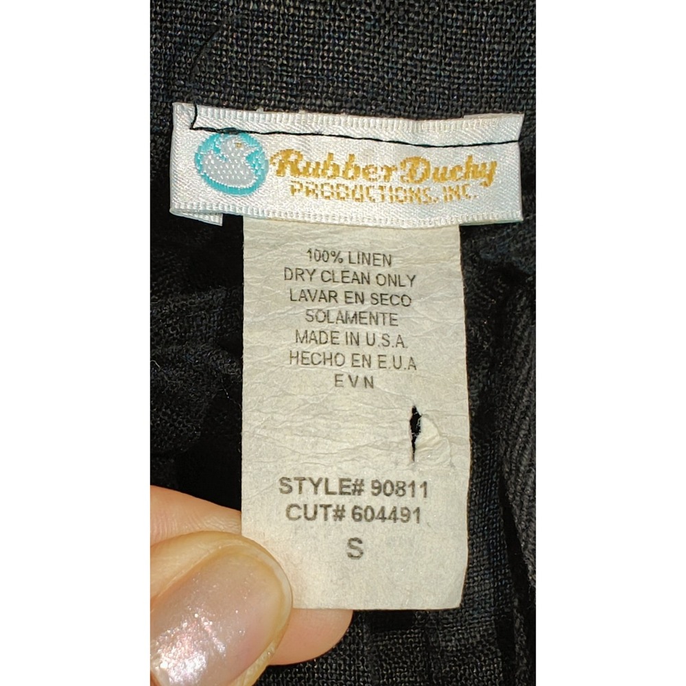 Rubber Ducky Productions Womens Wide Leg Button Fly Linen Pants small Black - Picture 5 of 5